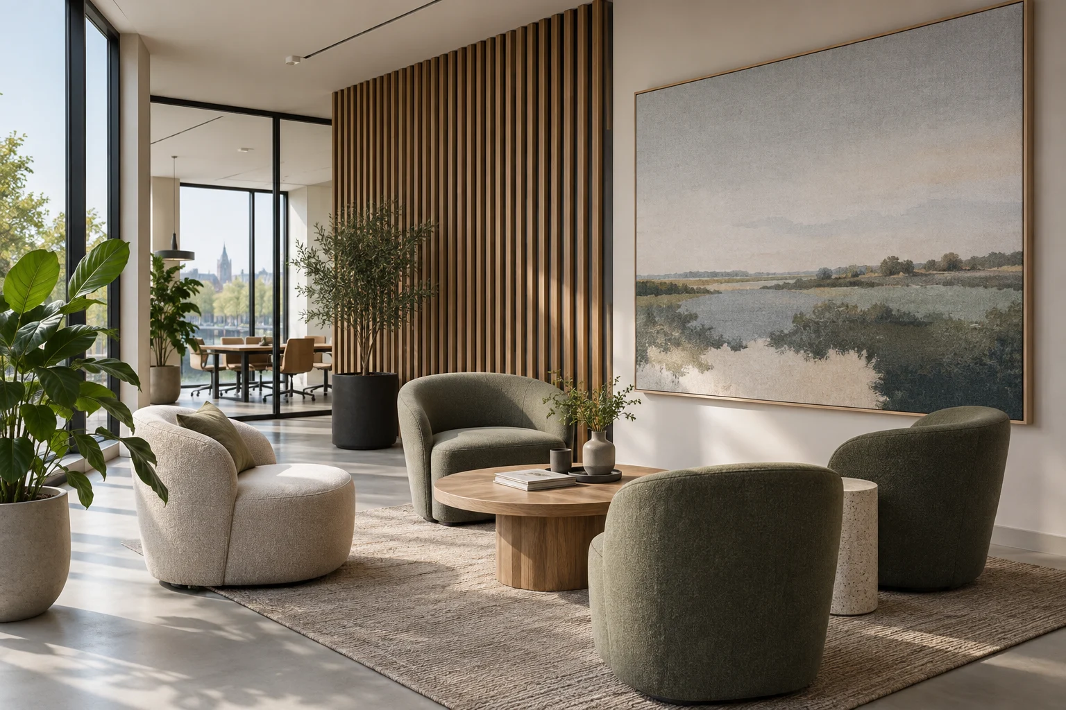 Concept image of an office with acoustic panels