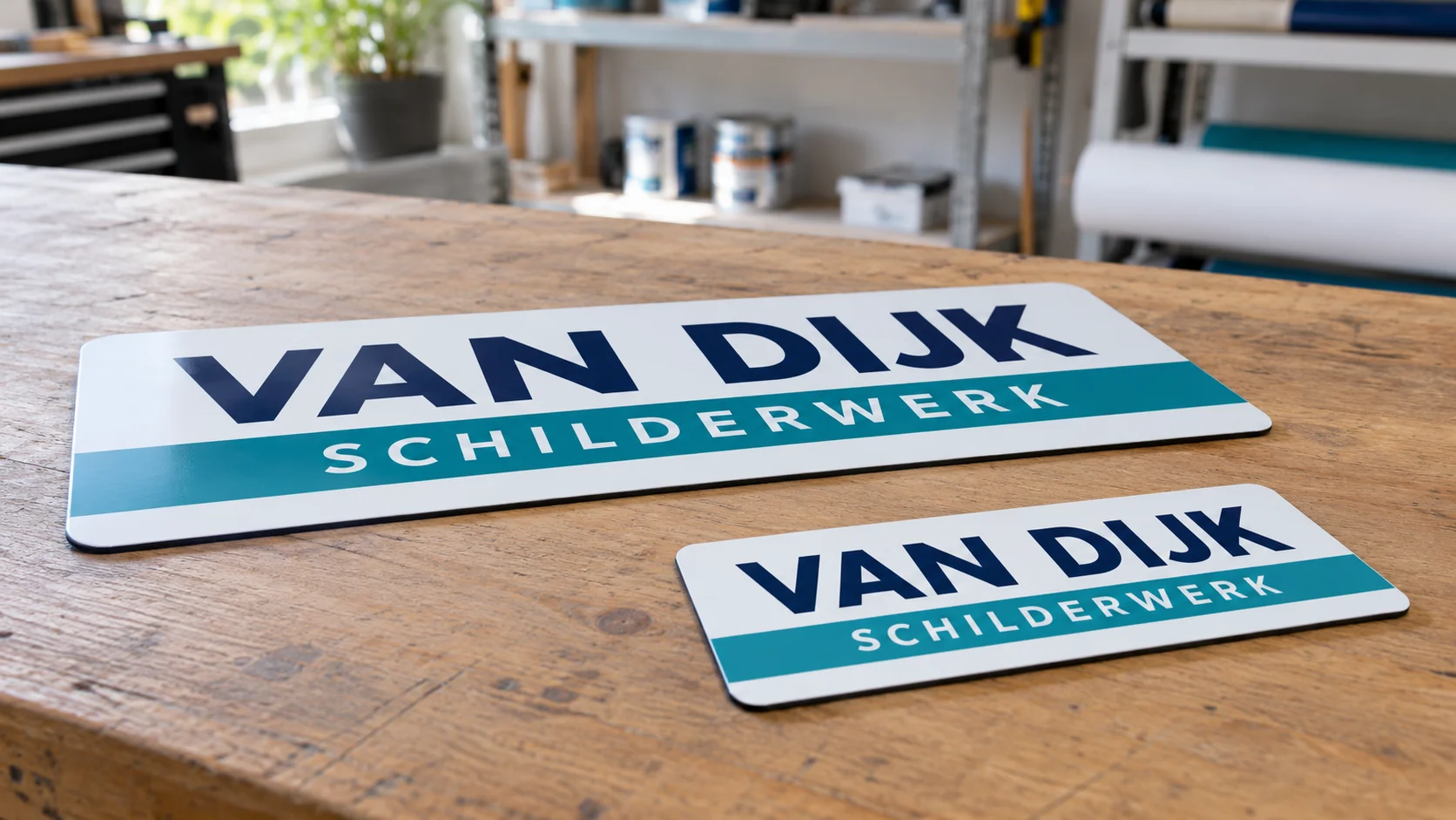 Illustration of printed magnetic signs in two sizes.