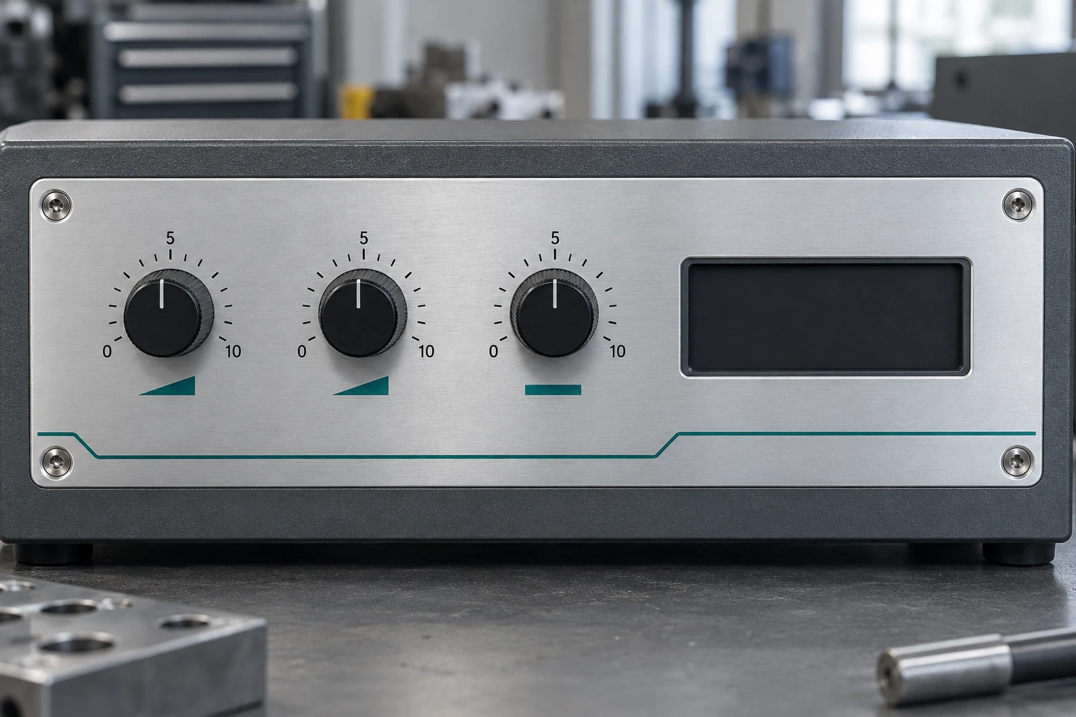 Design example of an aluminium front panel with printed scales