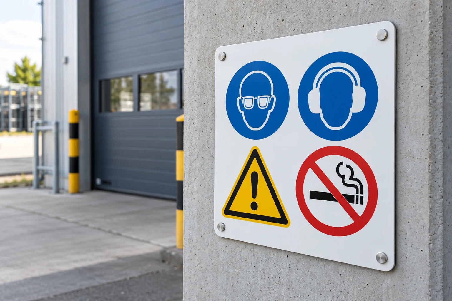 AI-ontwerpvoorbeeld van een samengesteld veiligheidsbord bij een werkzone