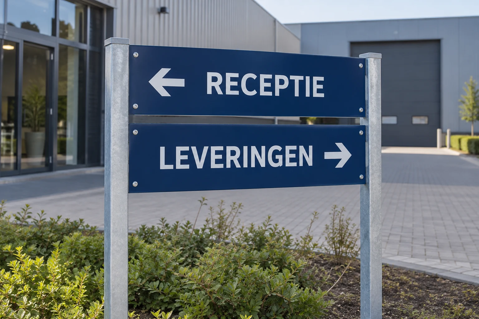 AI design example of direction signs for reception and deliveries