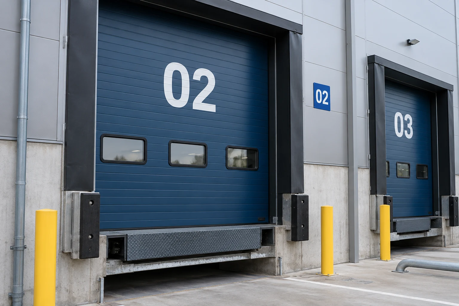 AI design example of clear numbering beside a loading bay
