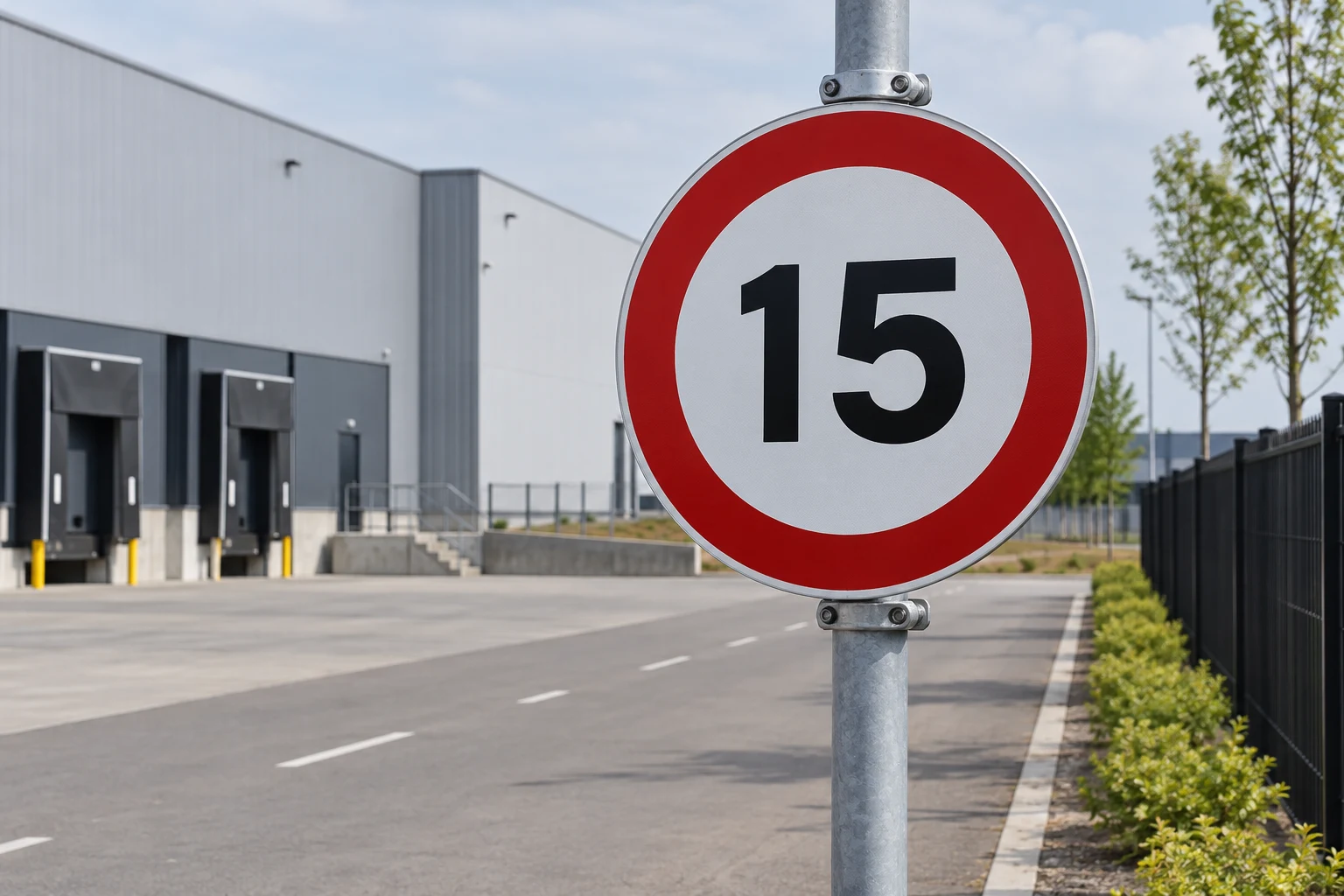 AI design example of a speed-limit sign on a private business site