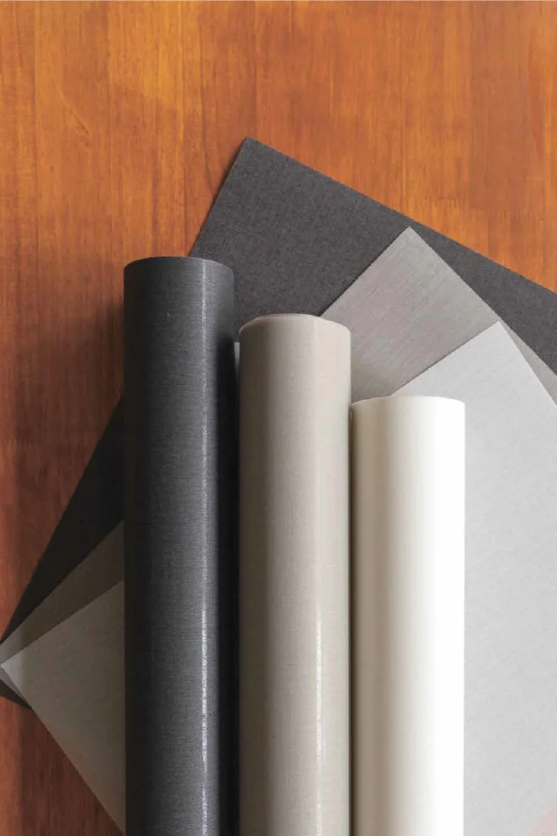 Veilish window textile rolls in light and dark colours